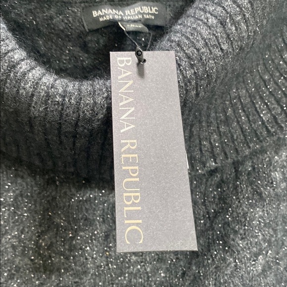 Banana Republic NEW Charcoal Sweater SZ L Metallic cable alpaca blend holiday - Picture 4 of 7